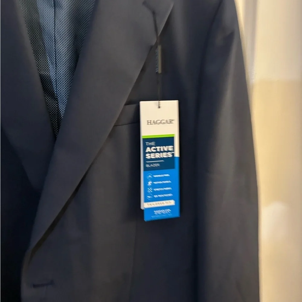 Men's Haggar The Active Series Tailored Stretch Modern Fit Navy Sports Coat